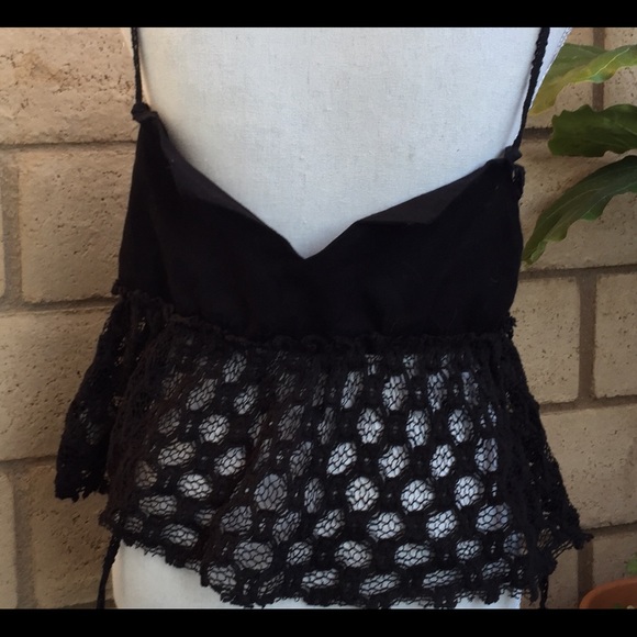 NWOT Free People Black Lace ADJUSTABLE Crop Top - Picture 7 of 7